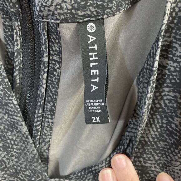 Athleta Women’s Topanga Jumpsuit Sz 2X NWOT Black Gray Jumper Tie Waist Pockets - Picture 9 of 10